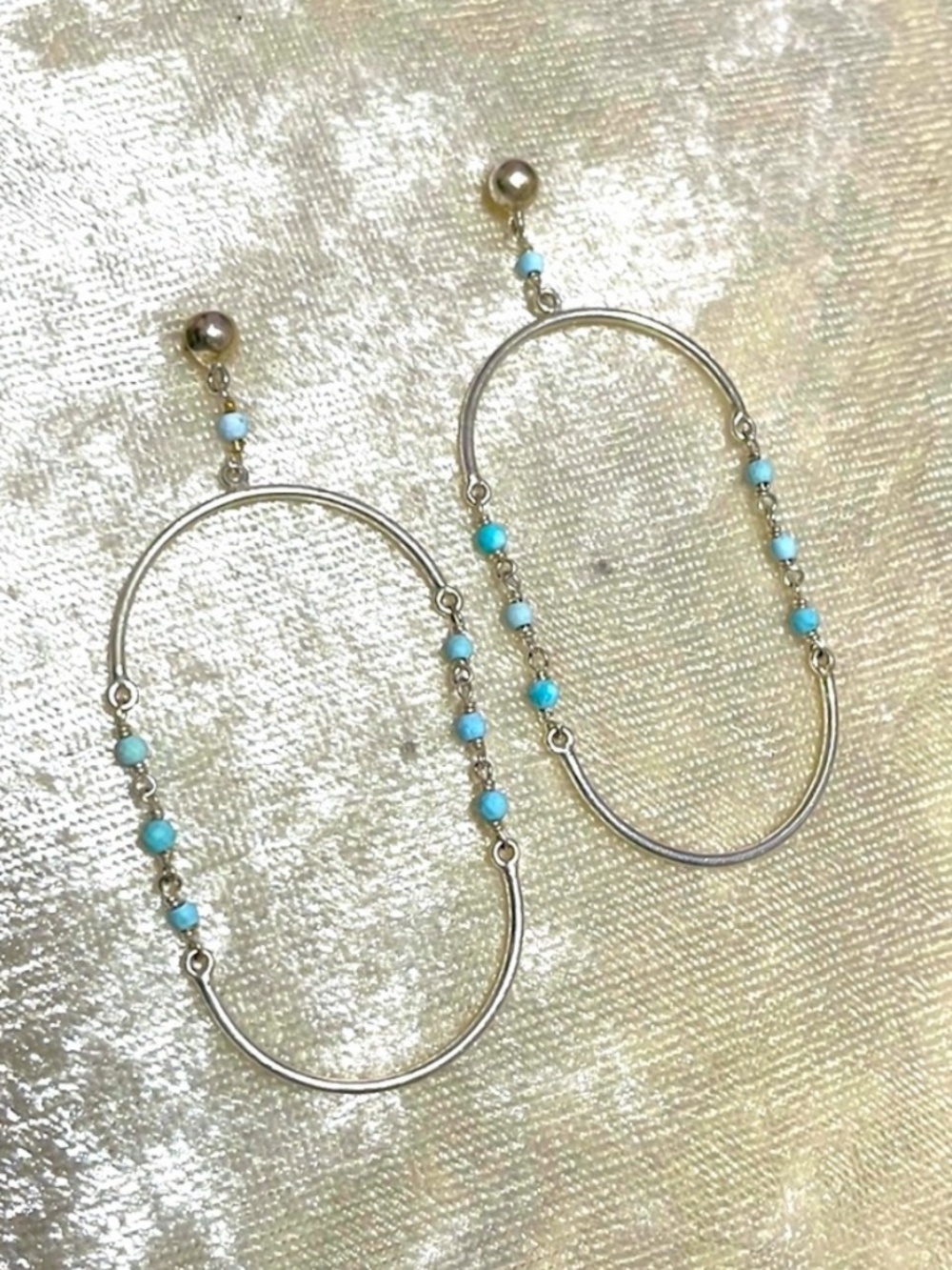 Semi precious & Sterling Silver oval hoop earrings